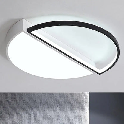 DecorBites™ DecorBites™ Modern Metal LED Semicircle Flush Lamp: Black/White Ceiling Mounted Fixture with Acrylic Diffuser in White/Warm Light (18"/21.5" Wide)