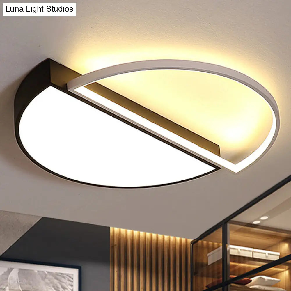 DecorBites™ DecorBites™ Modern Metal LED Semicircle Flush Lamp: Black/White Ceiling Mounted Fixture with Acrylic Diffuser in White/Warm Light (18"/21.5" Wide)