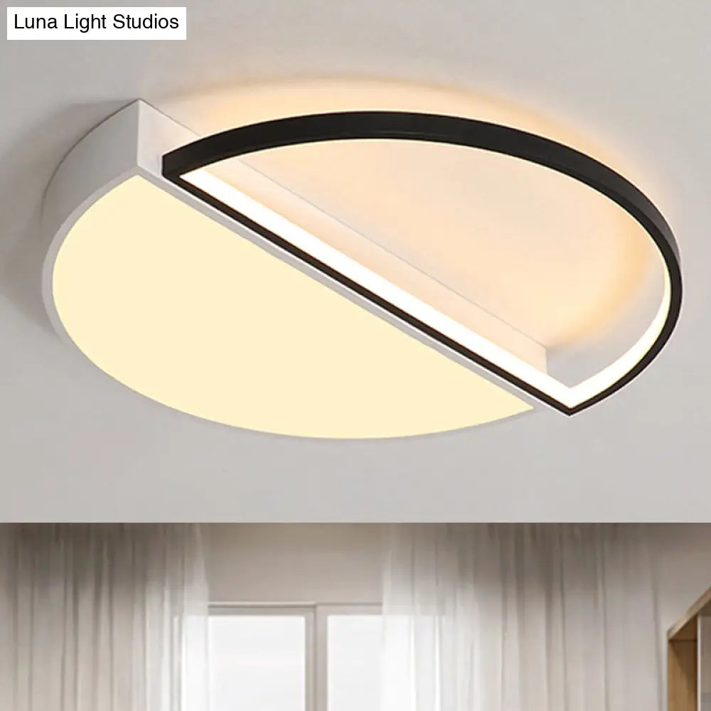 DecorBites™ DecorBites™ Modern Metal LED Semicircle Flush Lamp: Black/White Ceiling Mounted Fixture with Acrylic Diffuser in White/Warm Light (18"/21.5" Wide)