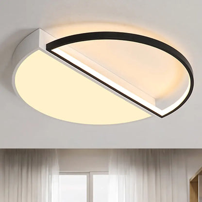 DecorBites™ DecorBites™ Modern Metal LED Semicircle Flush Lamp: Black/White Ceiling Mounted Fixture with Acrylic Diffuser in White/Warm Light (18"/21.5" Wide)