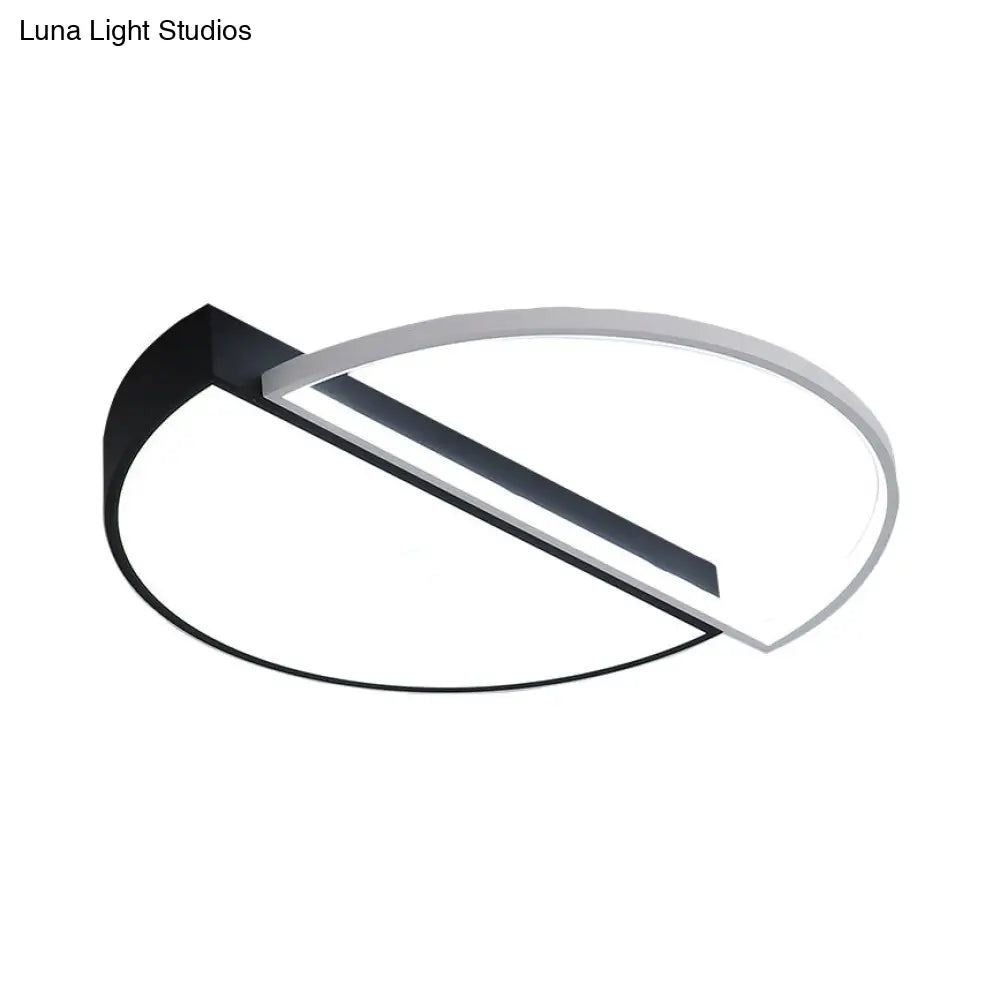 DecorBites™ DecorBites™ Modern Metal LED Semicircle Flush Lamp: Black/White Ceiling Mounted Fixture with Acrylic Diffuser in White/Warm Light (18"/21.5" Wide)