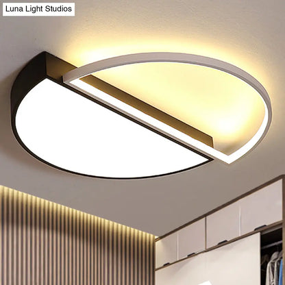 DecorBites™ DecorBites™ Modern Metal LED Semicircle Flush Lamp: Black/White Ceiling Mounted Fixture with Acrylic Diffuser in White/Warm Light (18"/21.5" Wide)