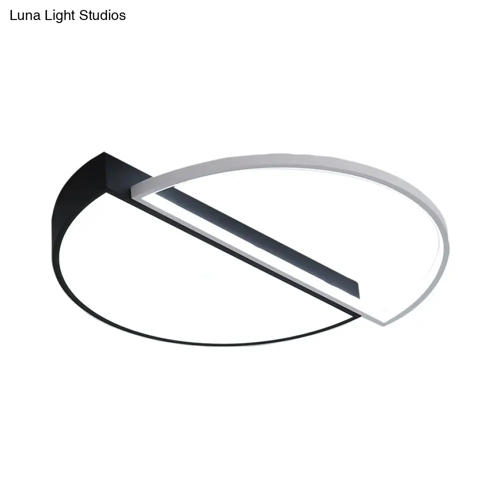 DecorBites™ DecorBites™ Modern Metal LED Semicircle Flush Lamp: Black/White Ceiling Mounted Fixture with Acrylic Diffuser in White/Warm Light (18"/21.5" Wide)