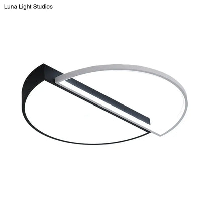 DecorBites™ DecorBites™ Modern Metal LED Semicircle Flush Lamp: Black/White Ceiling Mounted Fixture with Acrylic Diffuser in White/Warm Light (18"/21.5" Wide)