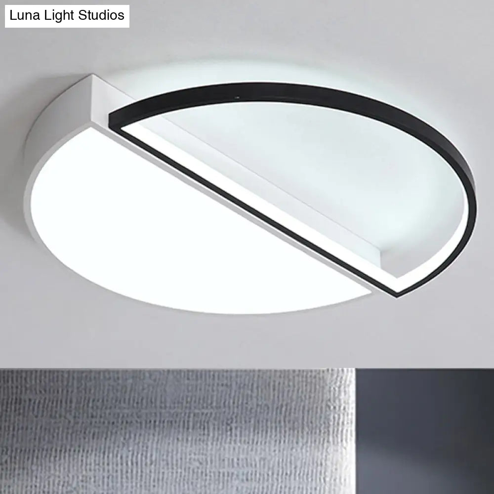 DecorBites™ DecorBites™ Modern Metal LED Semicircle Flush Lamp: Black/White Ceiling Mounted Fixture with Acrylic Diffuser in White/Warm Light (18"/21.5" Wide)