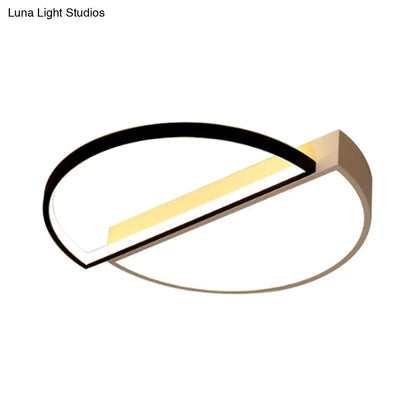 DecorBites™ DecorBites™ Modern Metal LED Semicircle Flush Lamp: Black/White Ceiling Mounted Fixture with Acrylic Diffuser in White/Warm Light (18"/21.5" Wide)