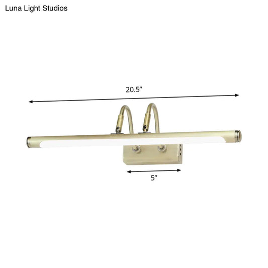 DecorBites™ DecorBites™ Modern Metal LED Vanity Light - Tubed Wall Fixture, Adjustable 16.5"/20.5" W, Gold Finish, Arced Arm, Warm/White Light