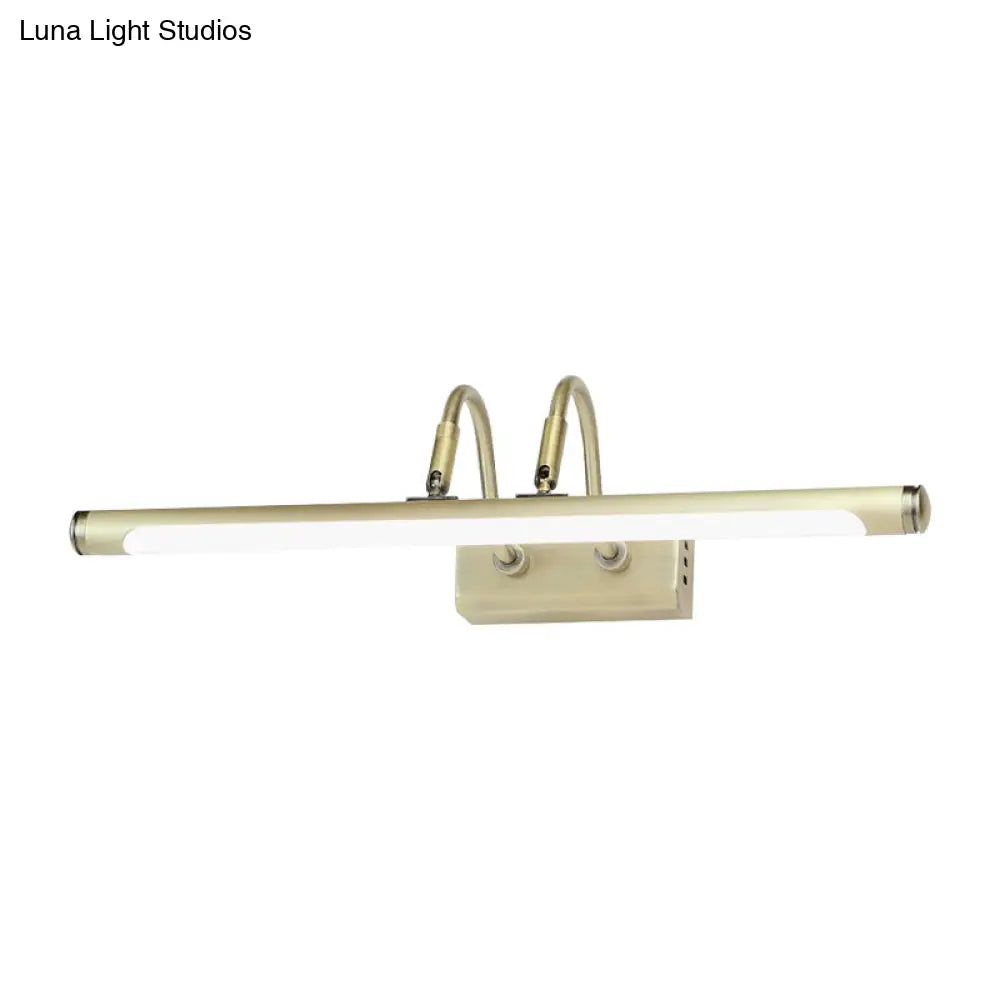 DecorBites™ DecorBites™ Modern Metal LED Vanity Light - Tubed Wall Fixture, Adjustable 16.5"/20.5" W, Gold Finish, Arced Arm, Warm/White Light