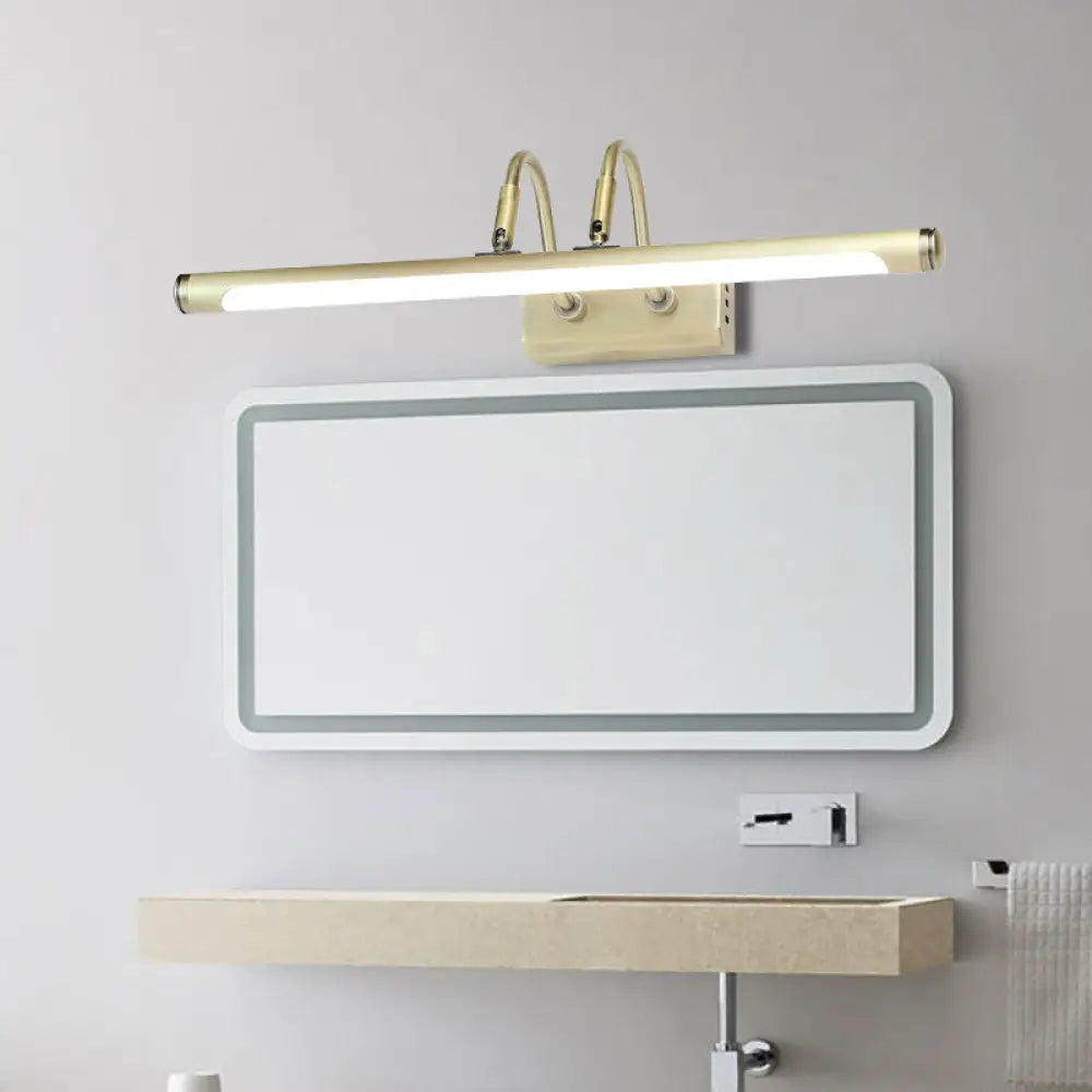DecorBites™ DecorBites™ Modern Metal LED Vanity Light - Tubed Wall Fixture, Adjustable 16.5"/20.5" W, Gold Finish, Arced Arm, Warm/White Light
