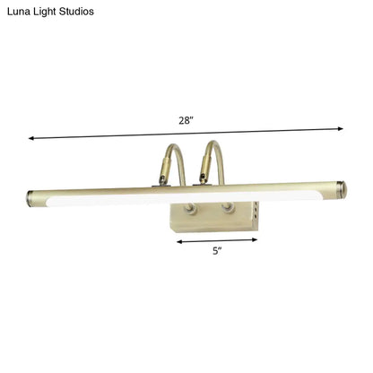 DecorBites™ DecorBites™ Modern Metal LED Vanity Light - Tubed Wall Fixture, Adjustable 16.5"/20.5" W, Gold Finish, Arced Arm, Warm/White Light