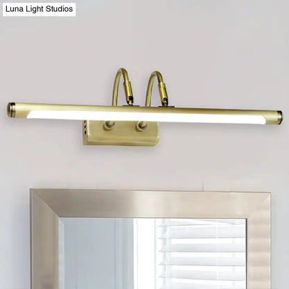 DecorBites™ DecorBites™ Modern Metal LED Vanity Light - Tubed Wall Fixture, Adjustable 16.5"/20.5" W, Gold Finish, Arced Arm, Warm/White Light