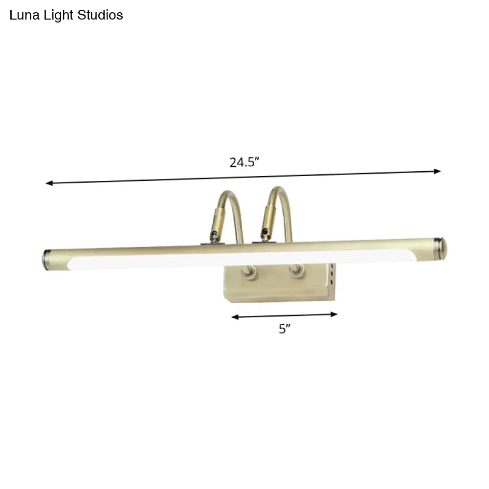 DecorBites™ DecorBites™ Modern Metal LED Vanity Light - Tubed Wall Fixture, Adjustable 16.5"/20.5" W, Gold Finish, Arced Arm, Warm/White Light