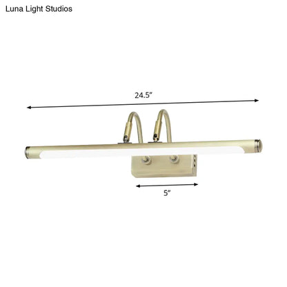 DecorBites™ DecorBites™ Modern Metal LED Vanity Light - Tubed Wall Fixture, Adjustable 16.5"/20.5" W, Gold Finish, Arced Arm, Warm/White Light
