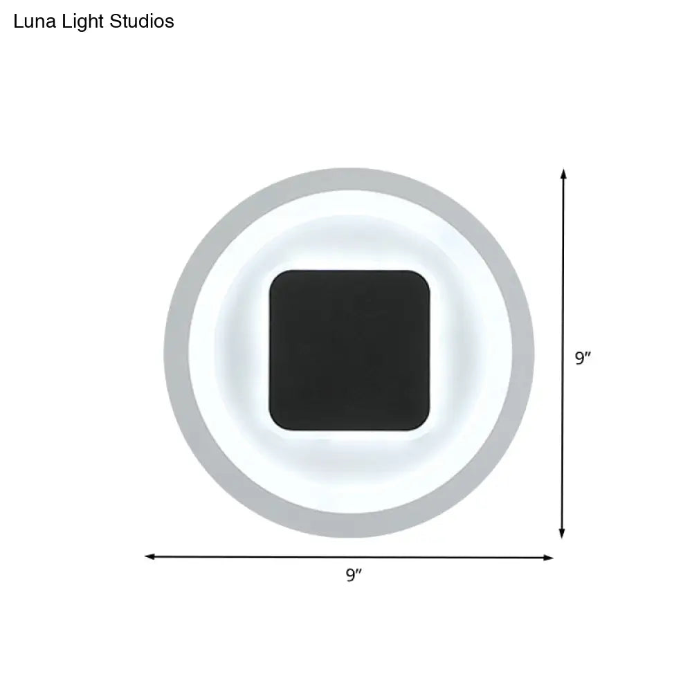 DecorBites™ DecorBites™ Modern Metal LED Wall Lamp Sconce in Black & White - Square & Round Design