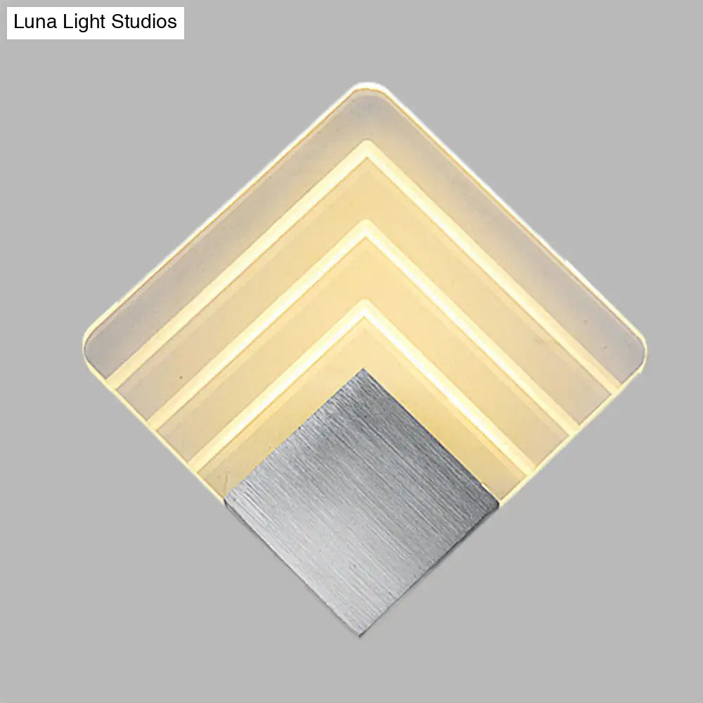 DecorBites™ DecorBites™ Modern Metal LED Wall Sconce 5.5"/8" Corner Mount Light in Black/Silver with Acrylic Shade – Modernism Collection