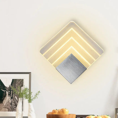 DecorBites™ DecorBites™ Modern Metal LED Wall Sconce 5.5"/8" Corner Mount Light in Black/Silver with Acrylic Shade – Modernism Collection