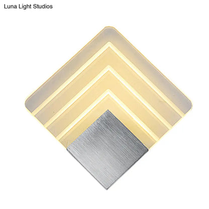 DecorBites™ DecorBites™ Modern Metal LED Wall Sconce 5.5"/8" Corner Mount Light in Black/Silver with Acrylic Shade – Modernism Collection