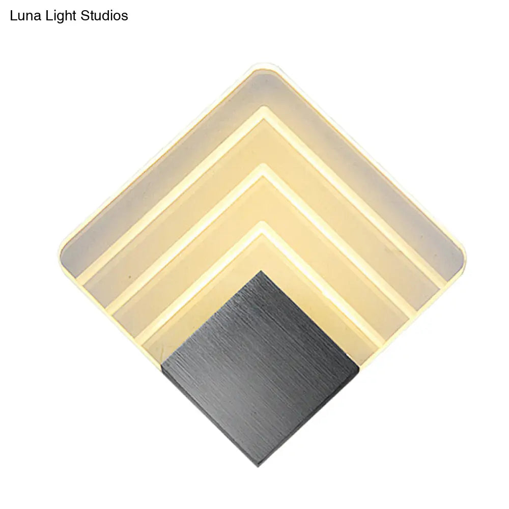 DecorBites™ DecorBites™ Modern Metal LED Wall Sconce 5.5"/8" Corner Mount Light in Black/Silver with Acrylic Shade – Modernism Collection