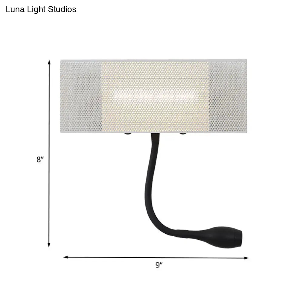 DecorBites™ DecorBites™ Modern Metal Mesh Rectangular LED Wall Sconce in White with Rotatable Design