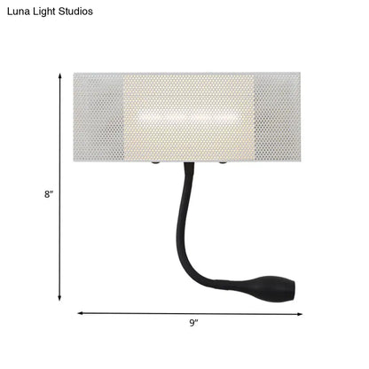 DecorBites™ DecorBites™ Modern Metal Mesh Rectangular LED Wall Sconce in White with Rotatable Design