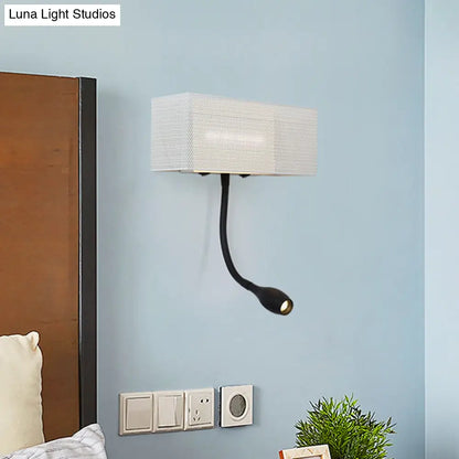 DecorBites™ DecorBites™ Modern Metal Mesh Rectangular LED Wall Sconce in White with Rotatable Design