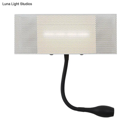 DecorBites™ DecorBites™ Modern Metal Mesh Rectangular LED Wall Sconce in White with Rotatable Design