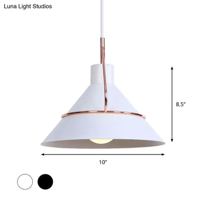 Modern Metal Pendant Lamp - Minimalist Conical Design - 1 Light - White/Black