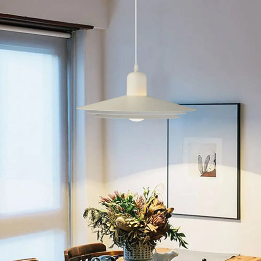 Modern Metal Pendant Light - Single Bulb, White - for Dining Room