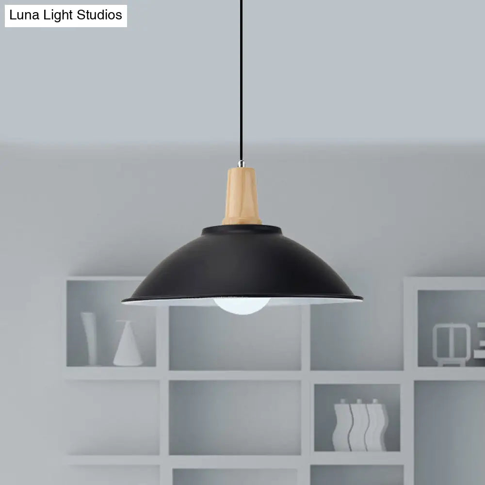 Modern Metal Pendant Light with Black Bowl Shade for Dining Room