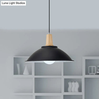 Modern Metal Pendant Light with Black Bowl Shade for Dining Room