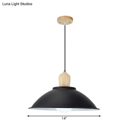 Modern Metal Pendant Light with Black Bowl Shade for Dining Room