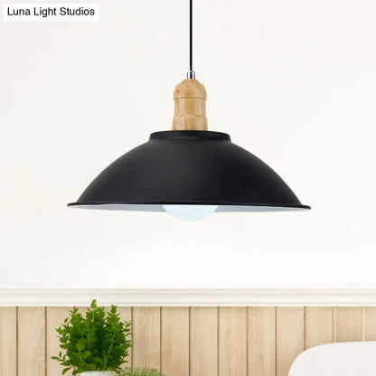 Modern Metal Pendant Light with Black Bowl Shade for Dining Room