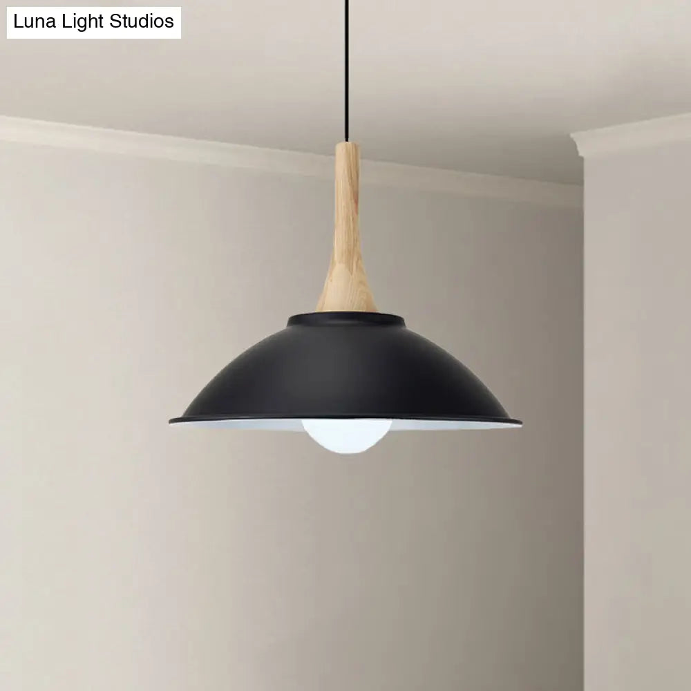 Modern Metal Pendant Light with Black Bowl Shade for Dining Room