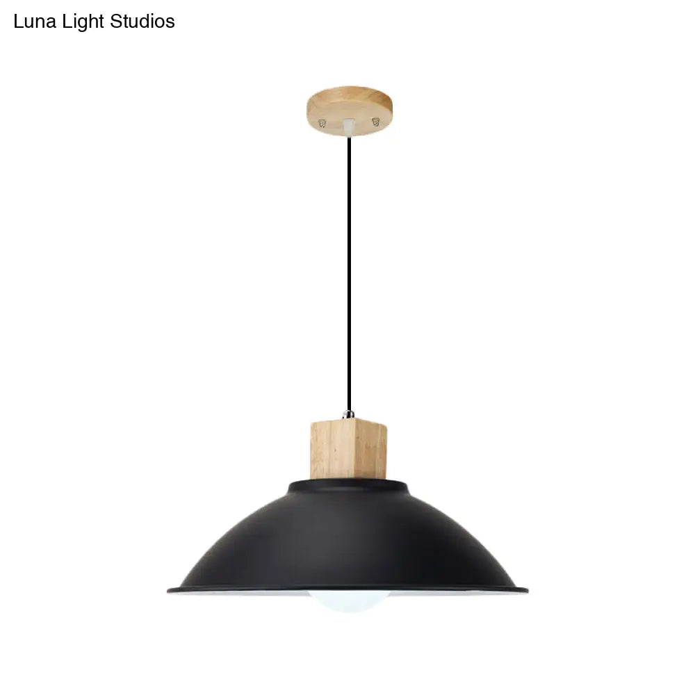 Modern Metal Pendant Light with Black Bowl Shade for Dining Room