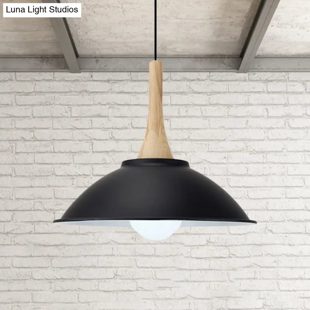 Modern Metal Pendant Light with Black Bowl Shade for Dining Room