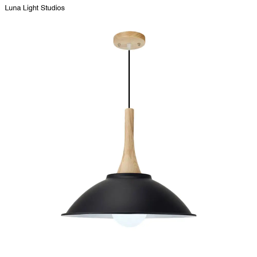 Modern Metal Pendant Light with Black Bowl Shade for Dining Room