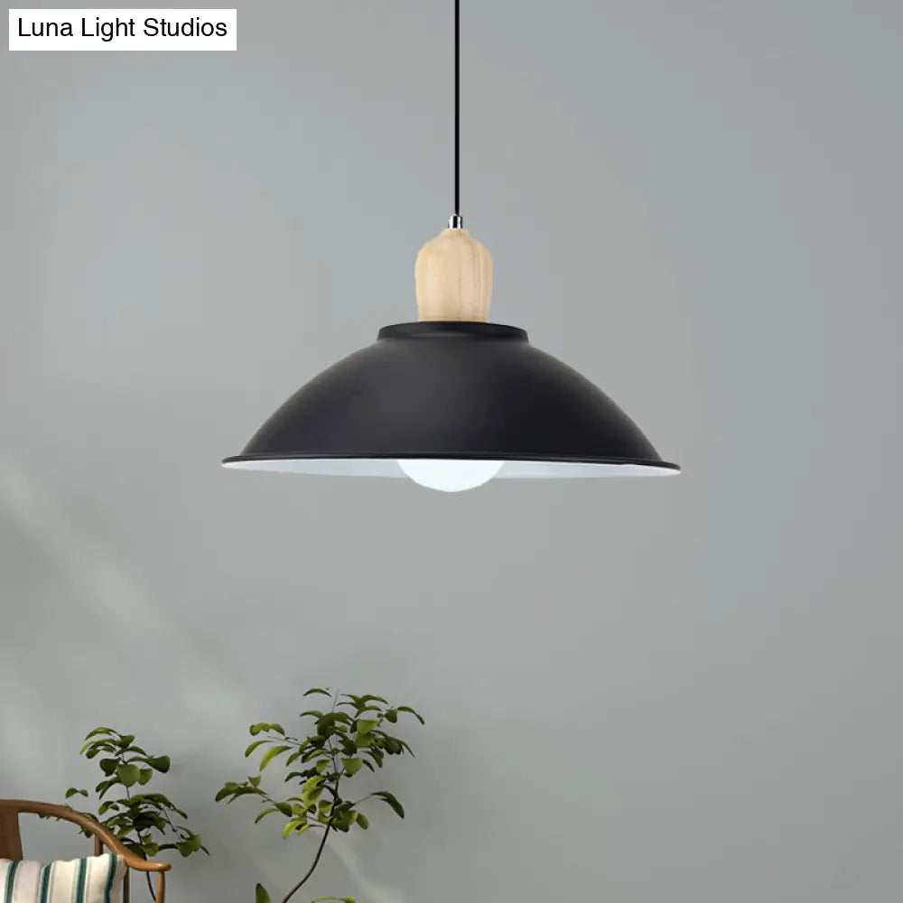 Modern Metal Pendant Light with Black Bowl Shade for Dining Room