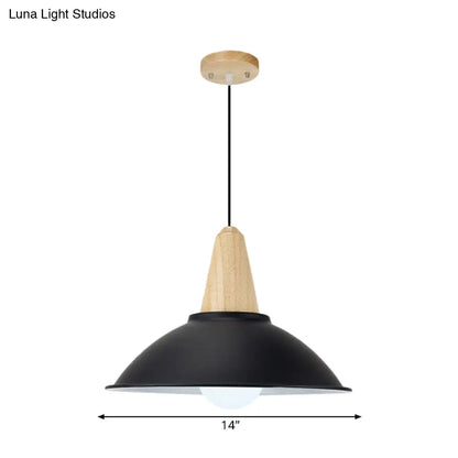 Modern Metal Pendant Light with Black Bowl Shade for Dining Room