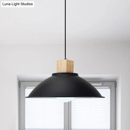 Modern Metal Pendant Light with Black Bowl Shade for Dining Room