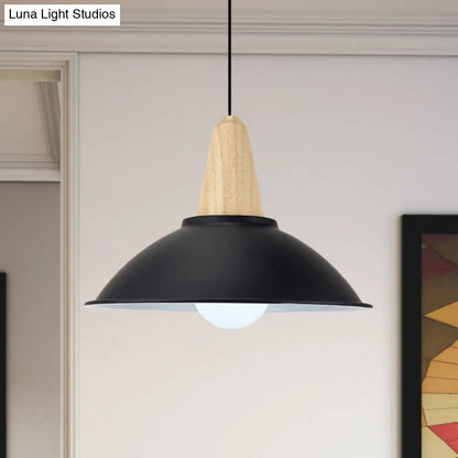 Modern Metal Pendant Light with Black Bowl Shade for Dining Room