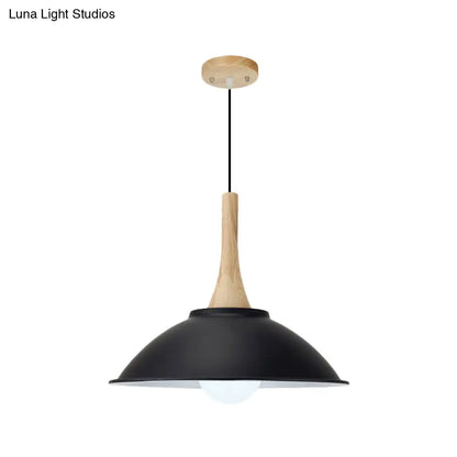 Modern Metal Pendant Light with Black Bowl Shade for Dining Room