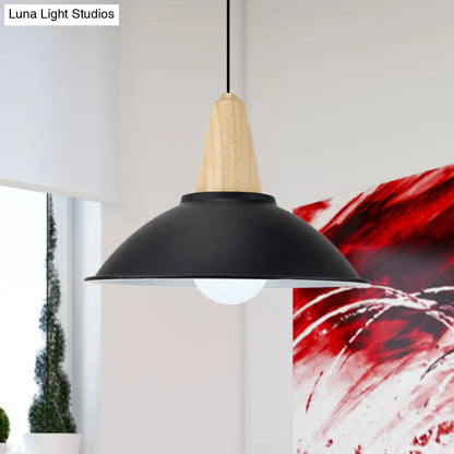 Modern Metal Pendant Light with Black Bowl Shade for Dining Room