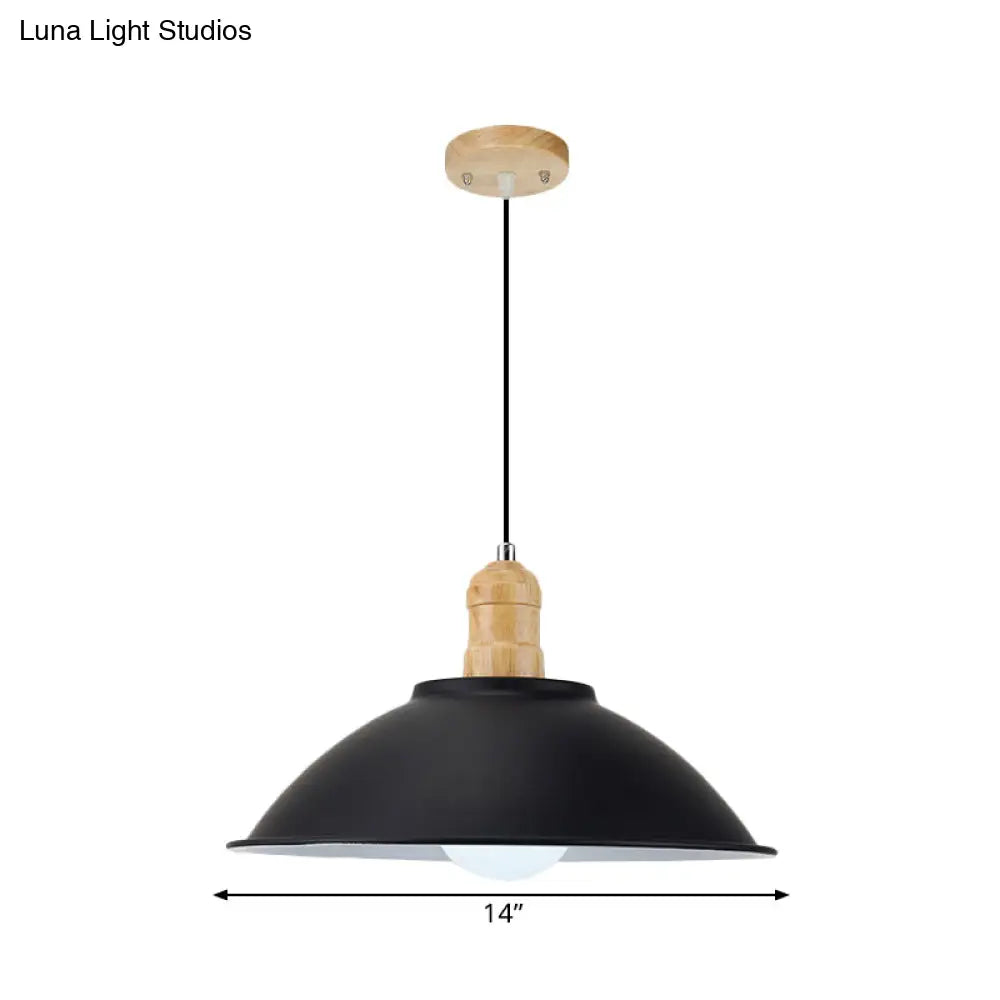 Modern Metal Pendant Light with Black Bowl Shade for Dining Room