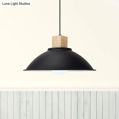 Modern Metal Pendant Light with Black Bowl Shade for Dining Room