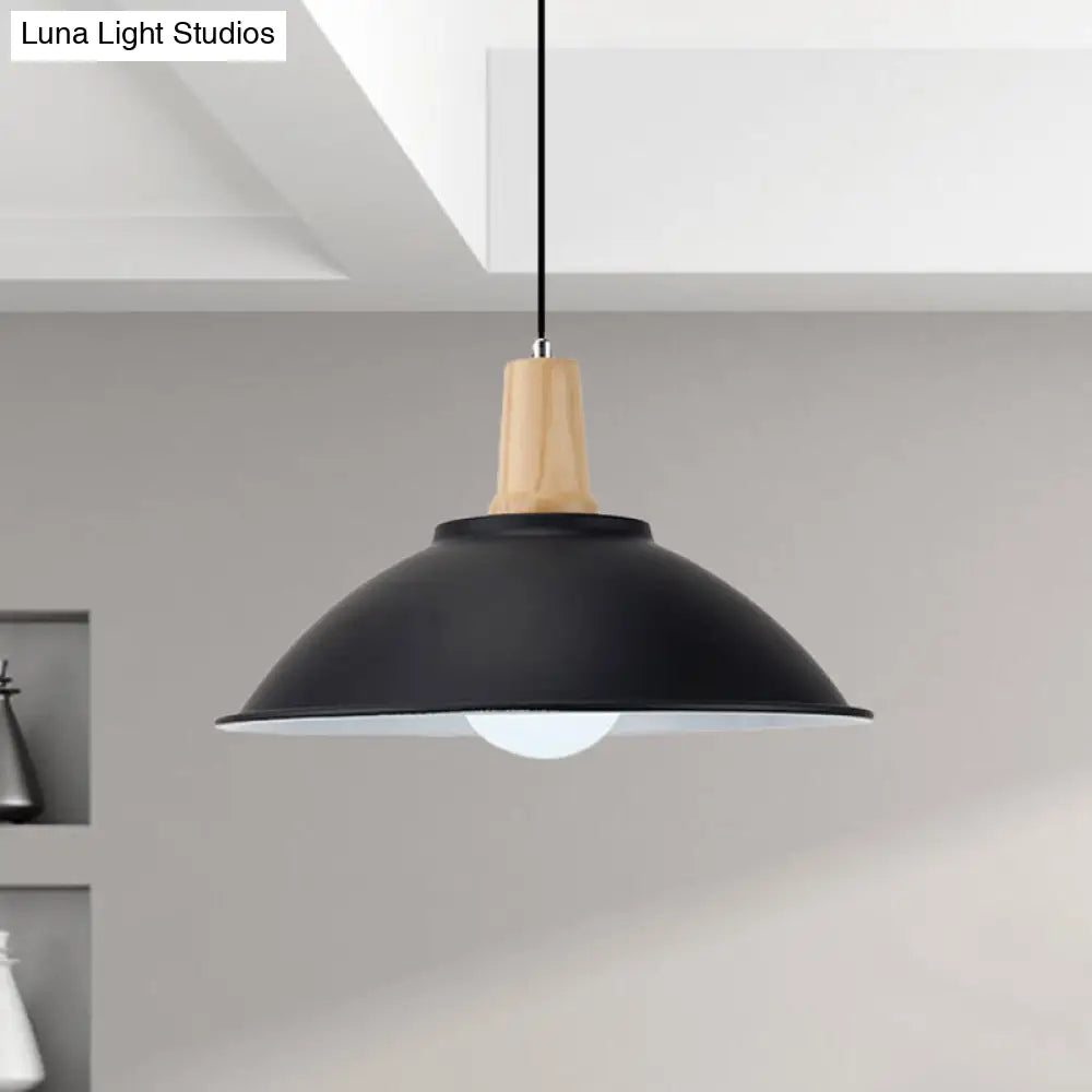 Modern Metal Pendant Light with Black Bowl Shade for Dining Room