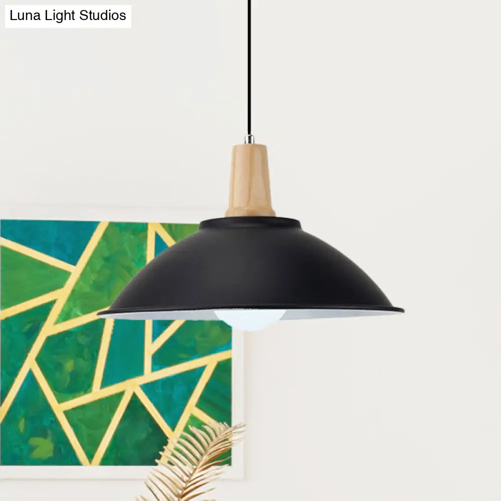 Modern Metal Pendant Light with Black Bowl Shade for Dining Room