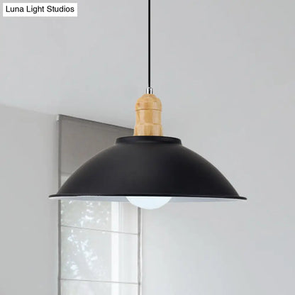 Modern Metal Pendant Light with Black Bowl Shade for Dining Room