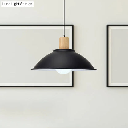 Modern Metal Pendant Light with Black Bowl Shade for Dining Room