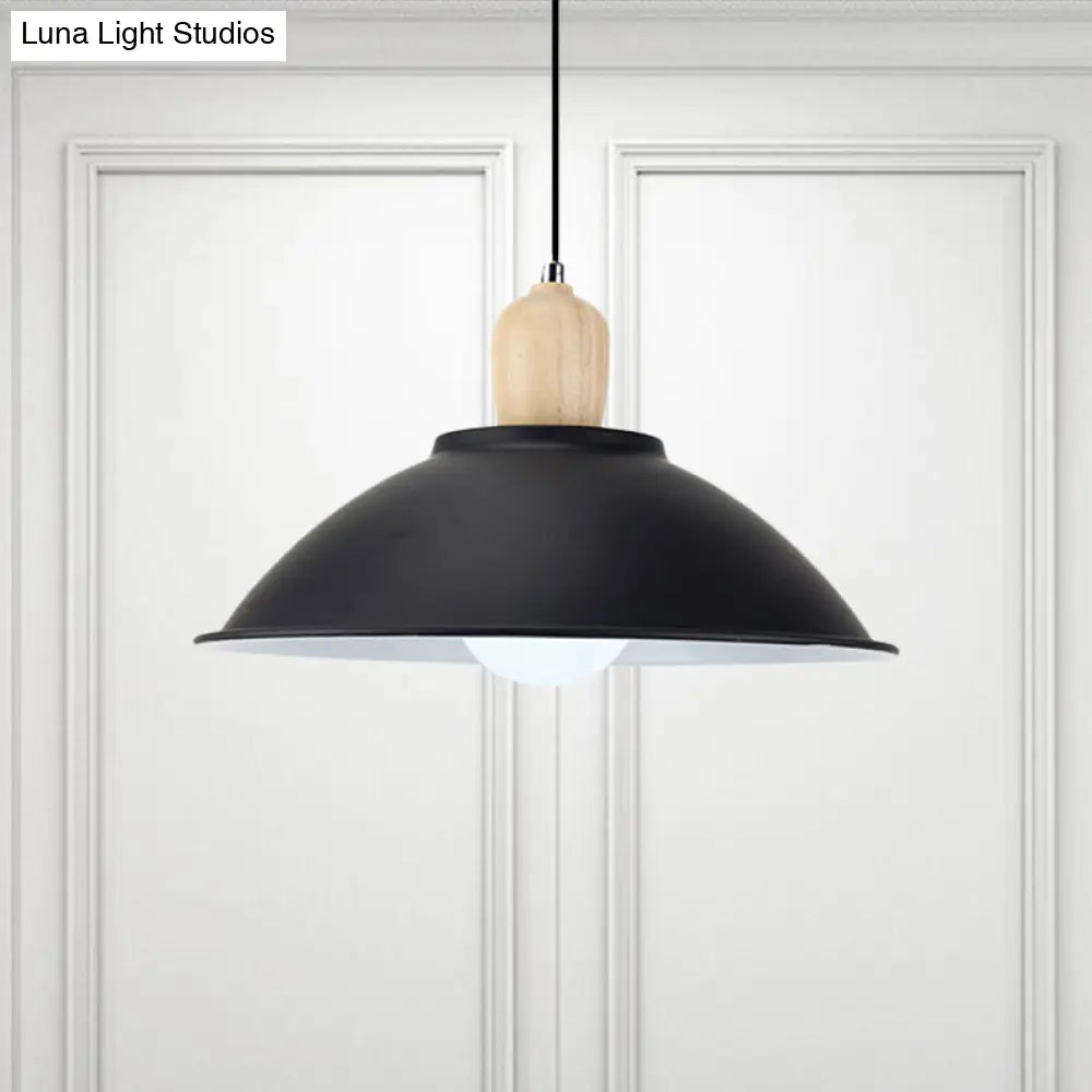 Modern Metal Pendant Light with Black Bowl Shade for Dining Room