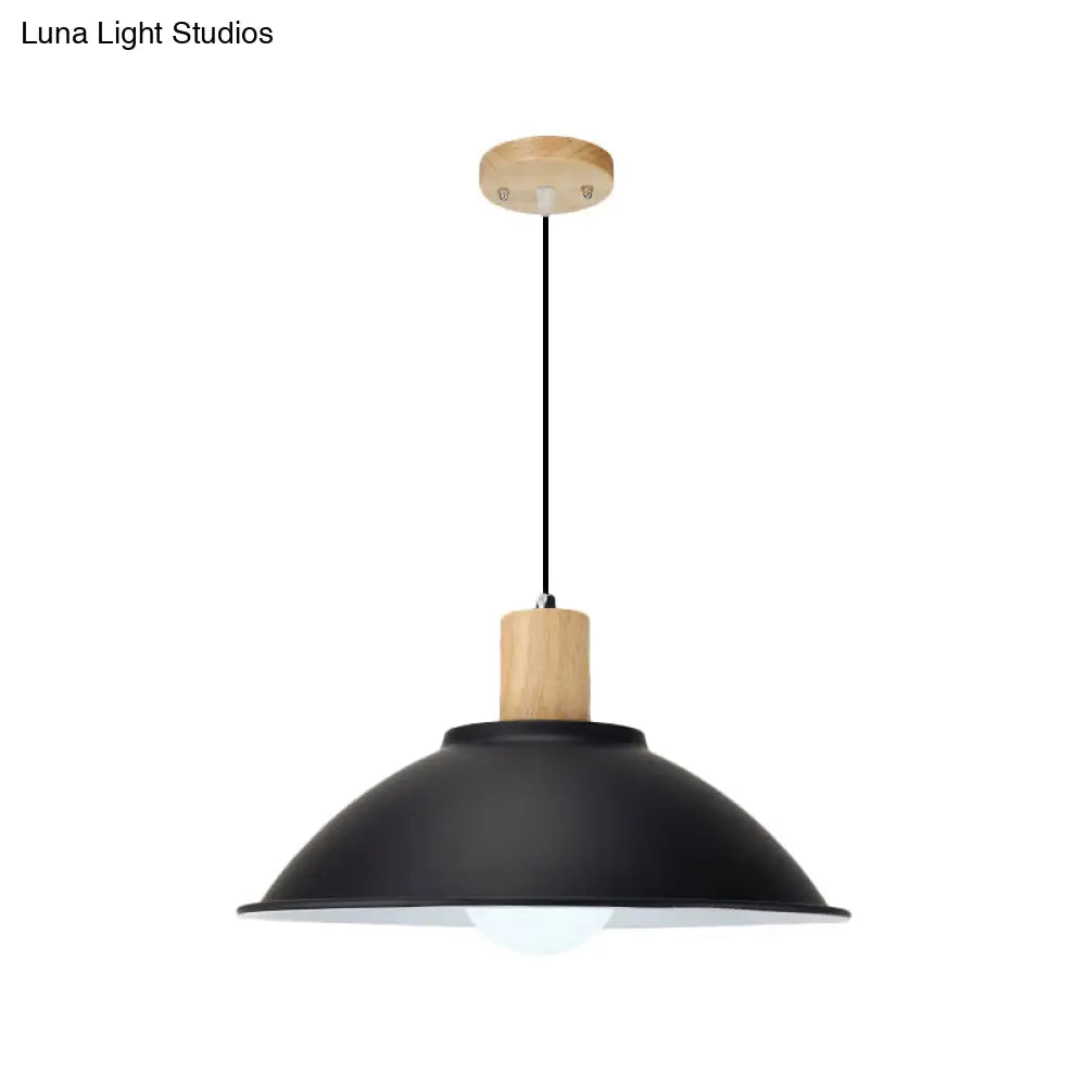 Modern Metal Pendant Light with Black Bowl Shade for Dining Room